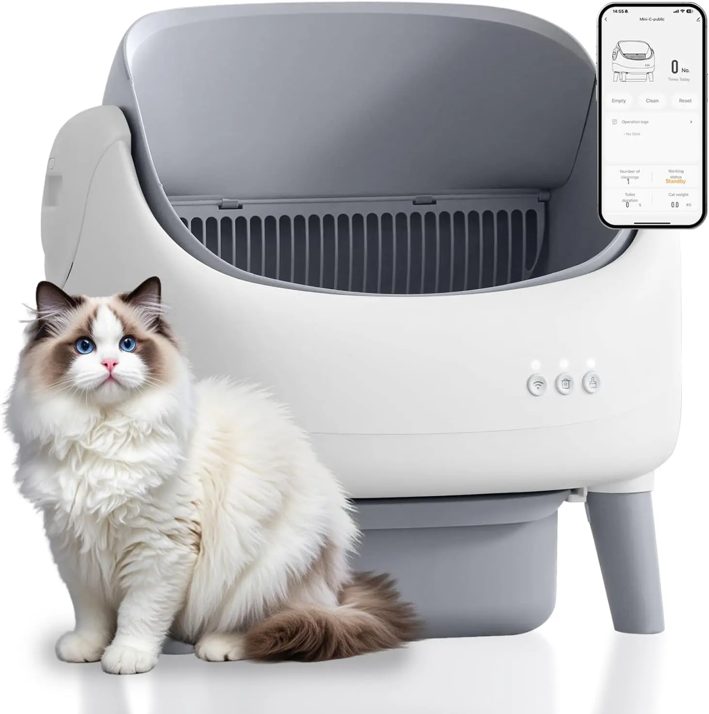 ZeaCotio Open-Top Self Cleaning Cat Litter Box