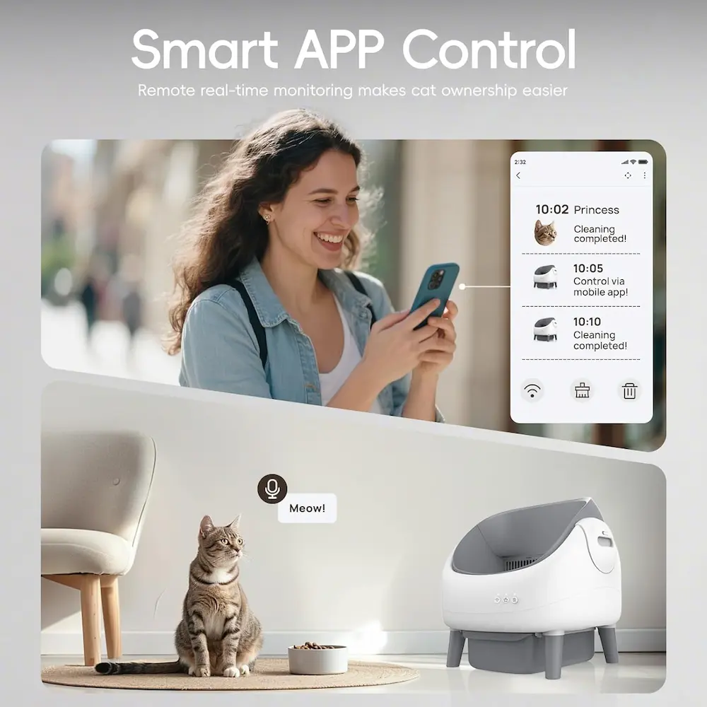 Zeacotio Cat Litter Box App Control
